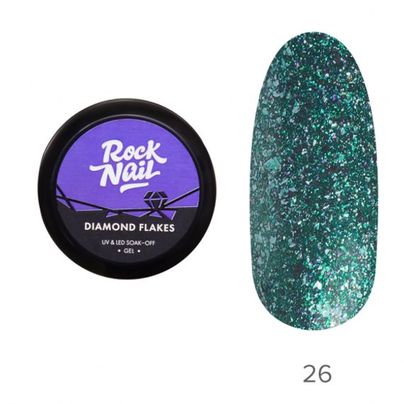 Гель-краска RockNail Diamond Flakes 26 Kryptonite