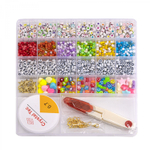 Набор для создания украшений-бусины и бисер Alingar, 170х165х18мм, "Смайл", 13 вид.бус.,подвес,бисер,1х6.5м леска,ножницы, коробин, пласт.пенал