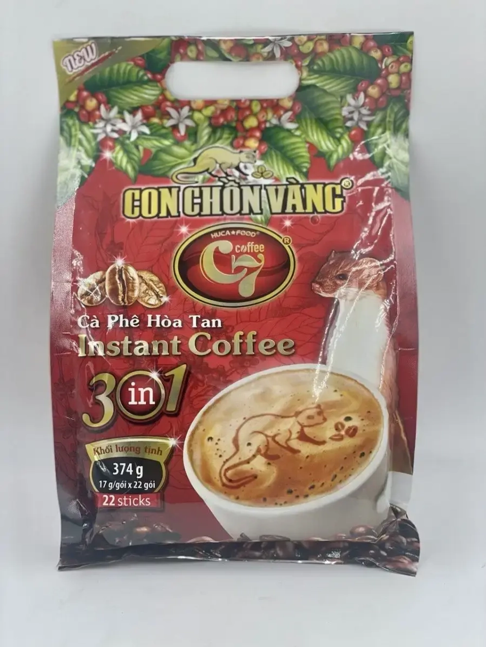 Растворимый вьетнамский кофе HUCAFOOD 3в1 (22 стиков 17 гр)