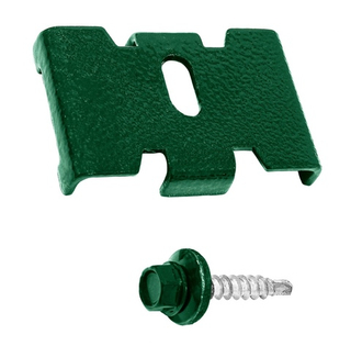 Паук крепеж с саморезом 6005 зеленый для забора / крепление сетки к столбам заборным