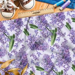 Ткань сатин крупные и нежные ветви сирени