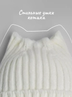 Шапка для девочки осенняя c ушками и снуд