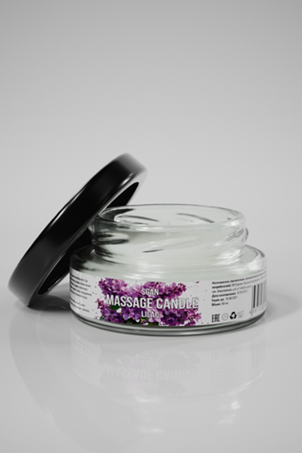 Натуральное твердое массажное масло SGAN с кокосовым воском и эфирными маслами "Сирени" для нежного ухода и расслабляющего массажа, для романтических вечеров с эффектом увлажнения для тела, 50 мл.