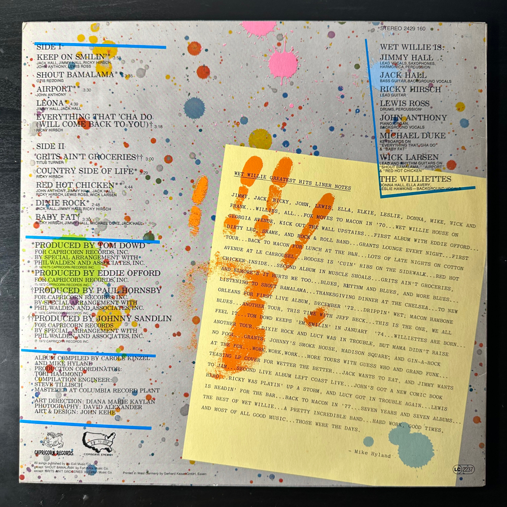 Wet Willie ‎– Wet Willie Greatest Hits (Германия 1977г.)