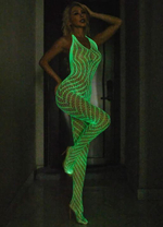 EroHot Glow Боди комбинезон сетка "Nessy" светящийся в темноте