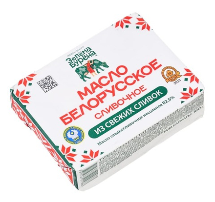 Масло Белорусское сливочное 82,5% 180г. Зелена Бурена