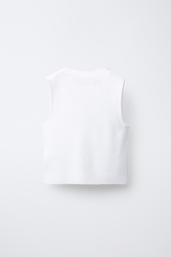 ZARA ТРИКОТАЖНЫЙ ЖИЛЕТ С БАНТАМИ, ЭКРЮ