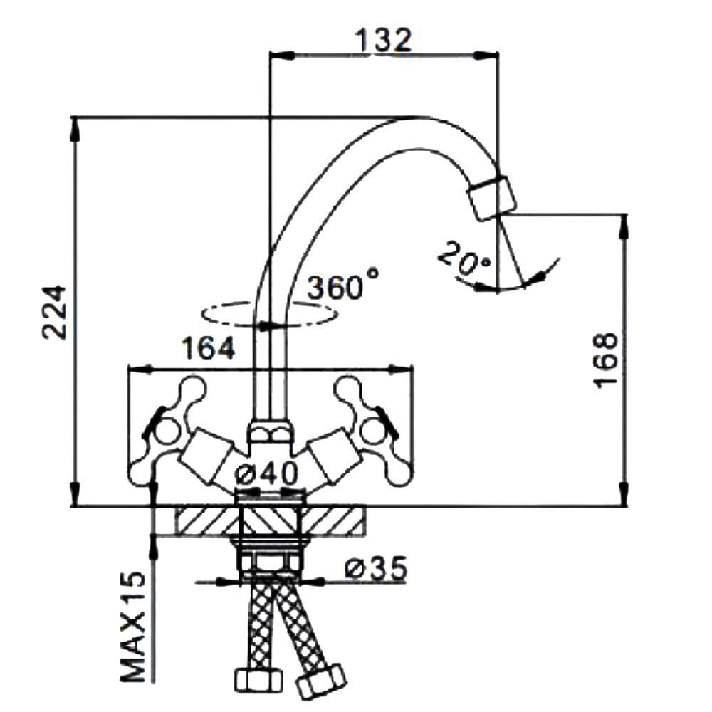 Смеситель для кухни, Frap, с кран-буксой, хром, F4009-2