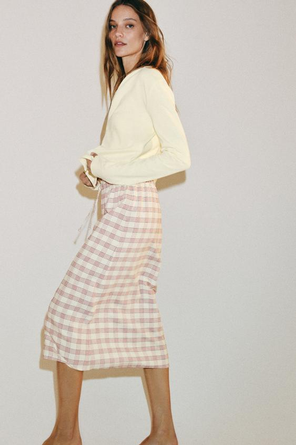 ZARA ЮБКА МИДИ В КЛЕТКУ — ZW COLLECTION, РАЗНОЦВЕТНЫЙ