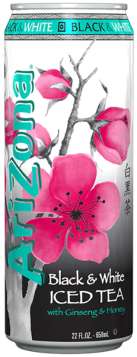 Чай Холодный со Вкусом Женьшеня и Меда Arizona Black And White Tea With Ginseng And Honey 0.65л - 24шт