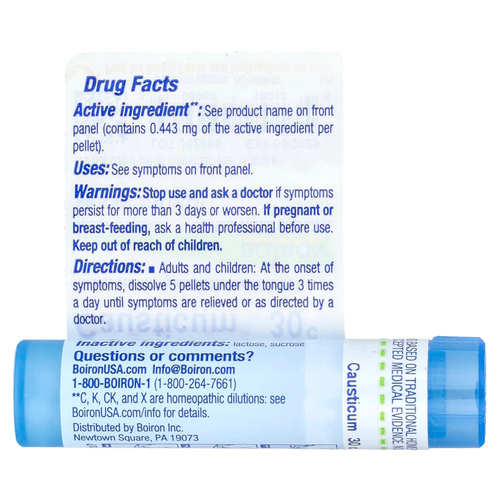 Boiron, Causticum, 30C, поддержка при недержании, прибл. 80 гранул