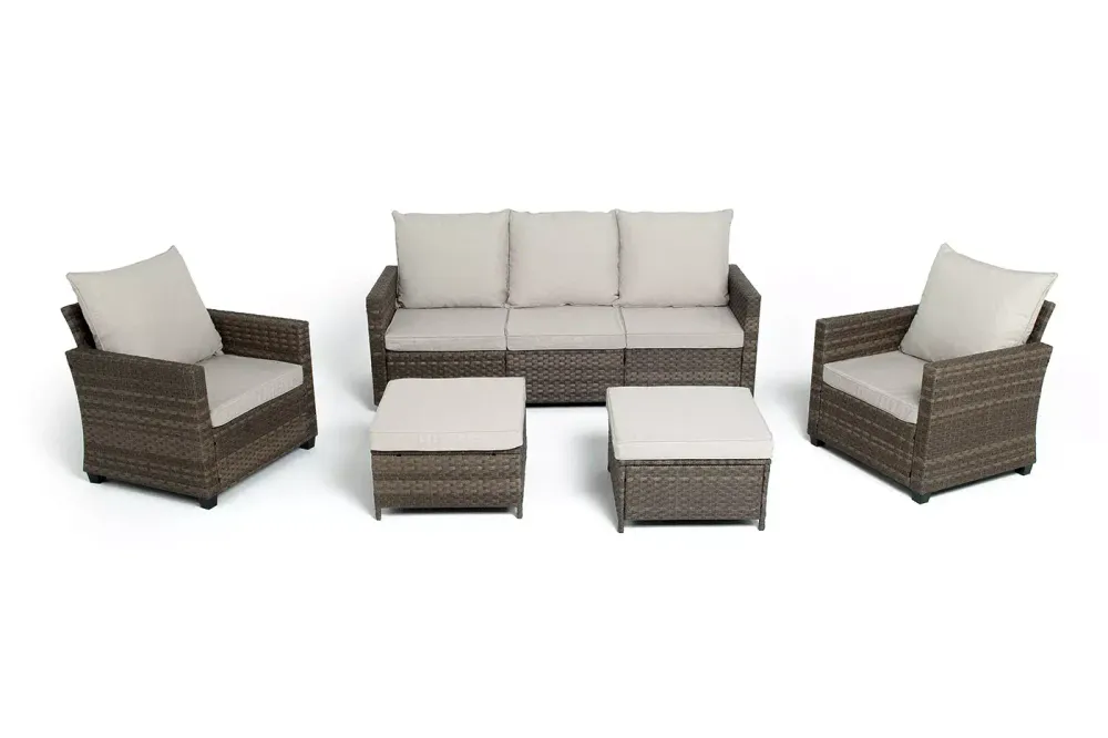 "Бостон" лаунж-зона из искусственного ротанга, цвет соломенный