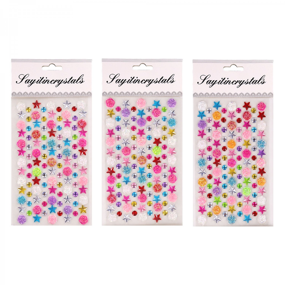 Наклейки-стразы Alingar, акриловые, "Цветы и звёзды", пакет с европодвесом