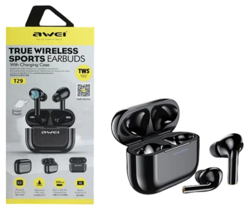 Наушники беспроводные TWS Smart Touch Кейс 450mah T29 Awei