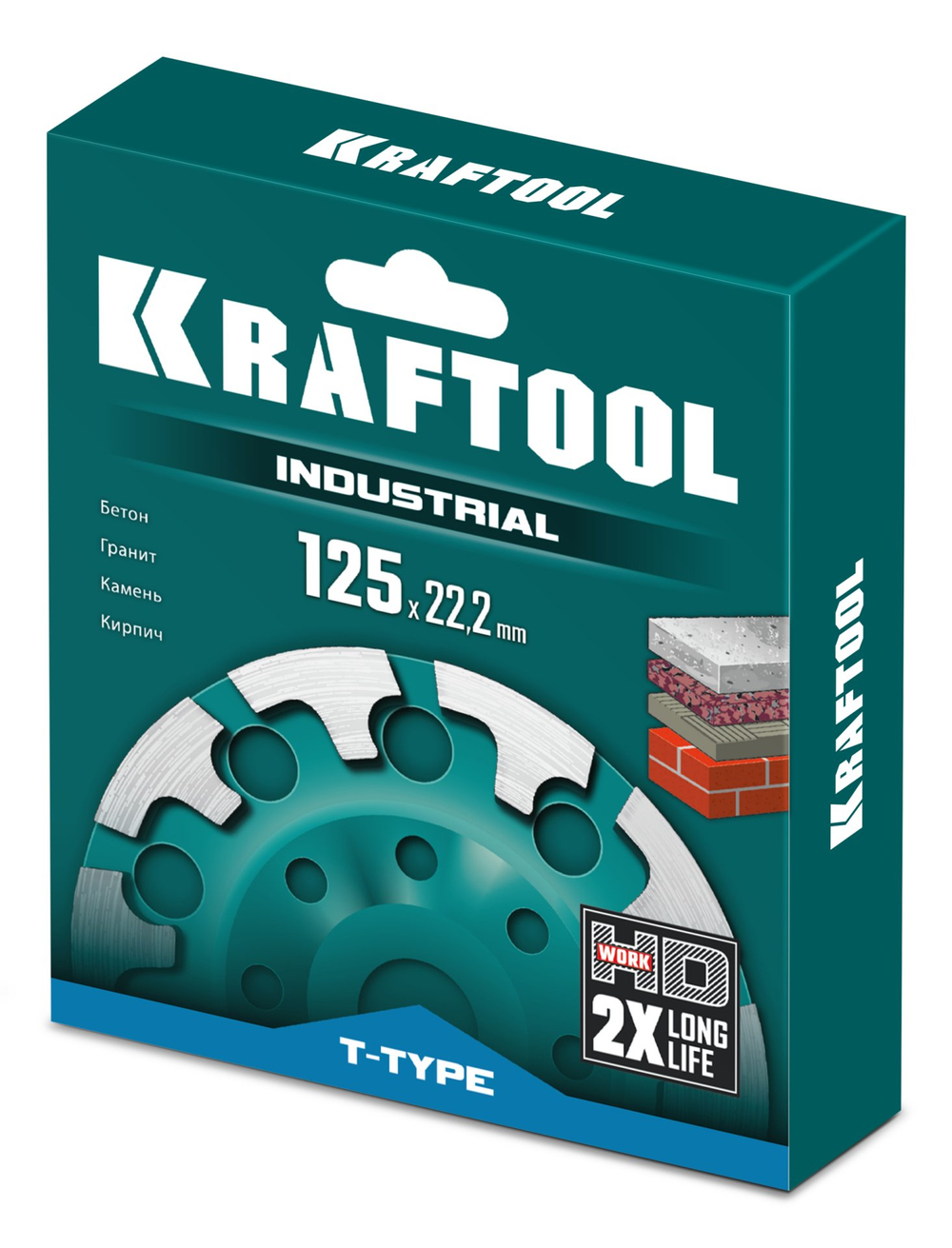 KRAFTOOL T-Type d 125 мм, сегментная алмазная чашка, INDUSTRIAL (33446-125)