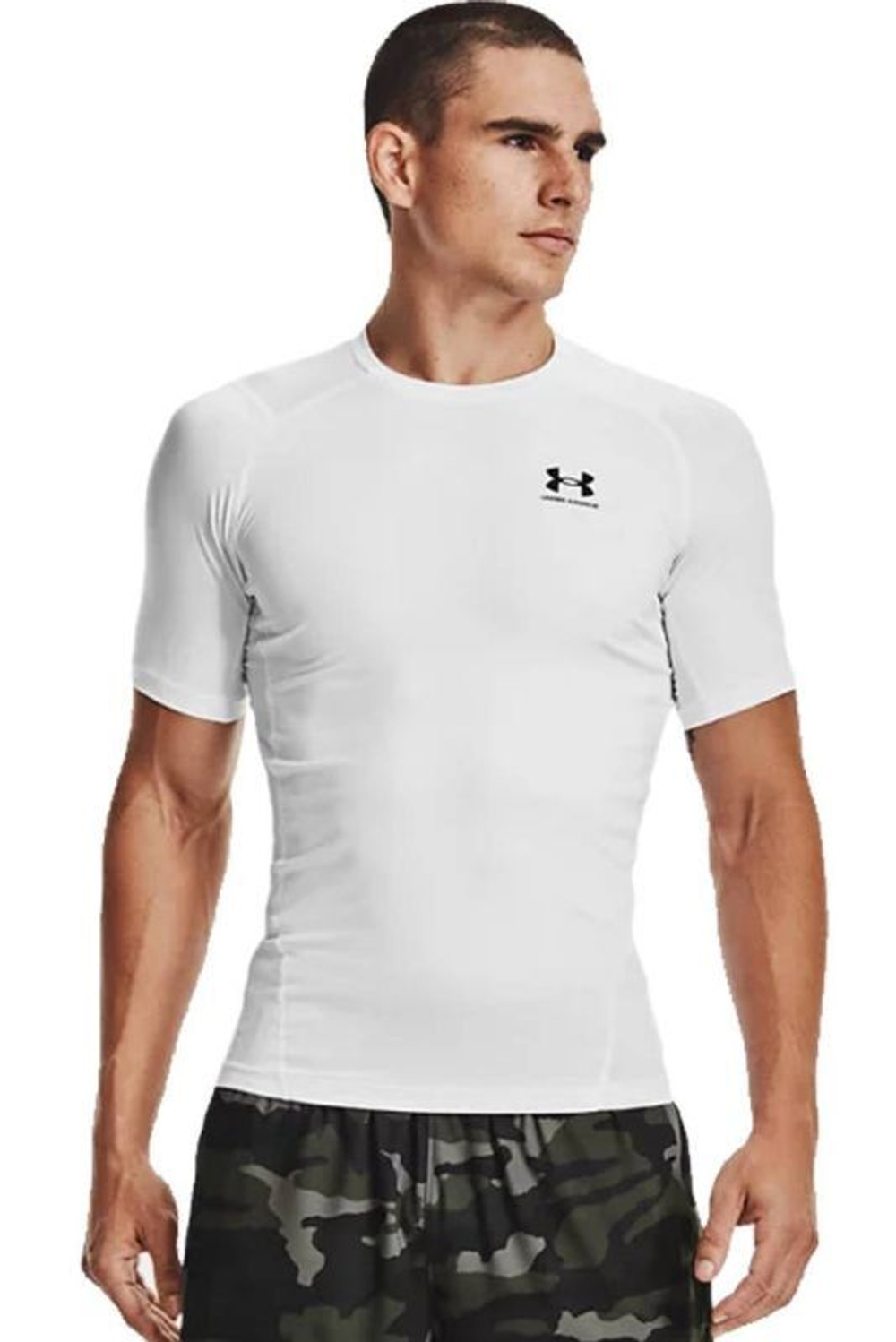 Мужская теннисная футболка Under Armour HeatGear Armour Comp SS M - white