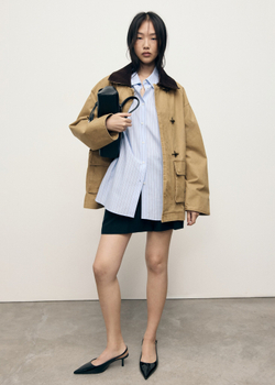 MANGO Парка с контрастным воротником, светло-коричневый