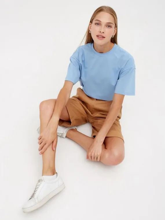 Футболка женская MINAKU: Оversize, цвет голубой, р-р 42