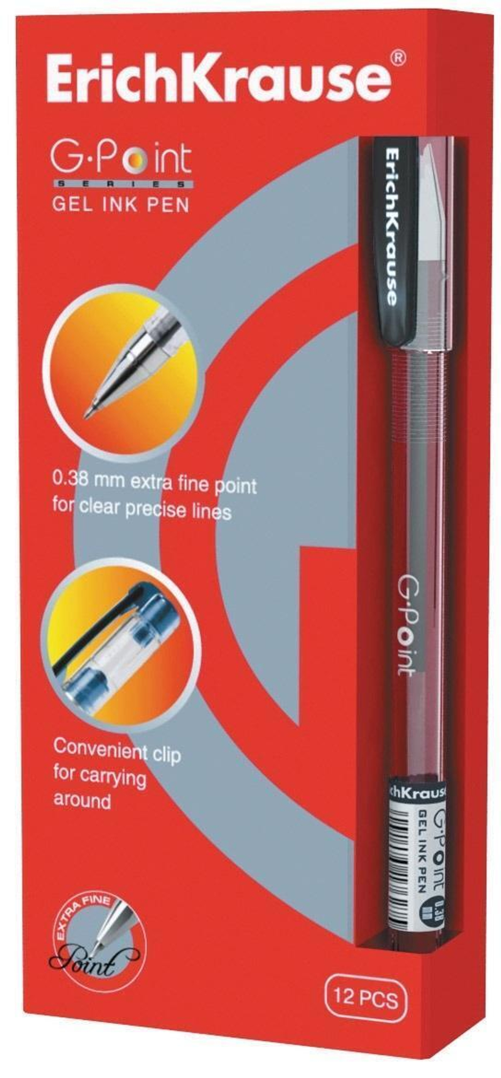 Ручка гелевая 0,38 мм, черная "G-POINT" (ErichKrause)