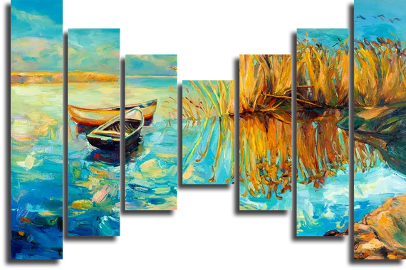 Модульная картина "Старые лодки"