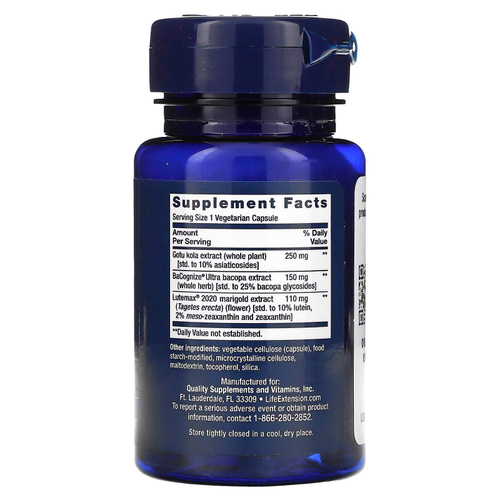 Life Extension, Quick Brain, ноотропный препарат, 30 вегетарианских капсул