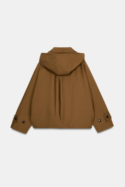 ZARA КОРОТКИЙ ТРЕНЧ WATER-REPELLENT — ZW COLLECTION, РЫЖЕВАТО-КОРИЧНЕВЫЙ