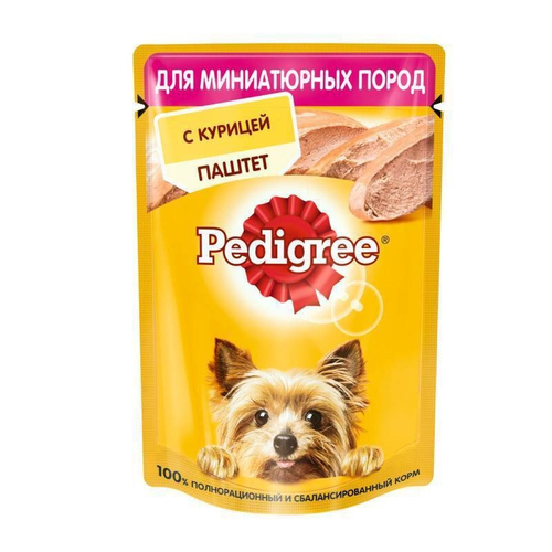 Влажный корм Pedigree для собак миниатюрных пород, паштет с курицей, 80 г