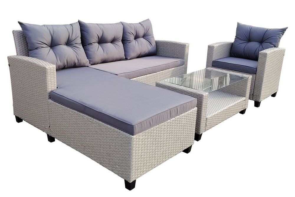 "Атланта" лаунж-зона из искусственного ротанга, цвет серый