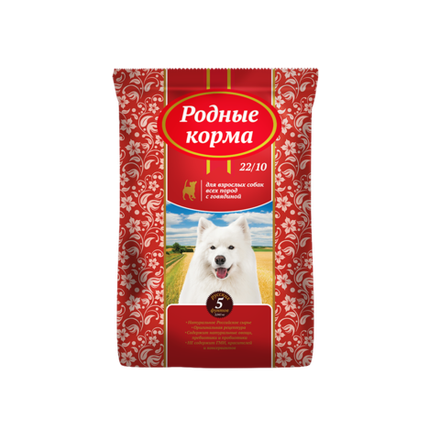 Сухой корм РОДНЫЕ КОРМА для взрослых собак говядина 24/12 2,045 кг