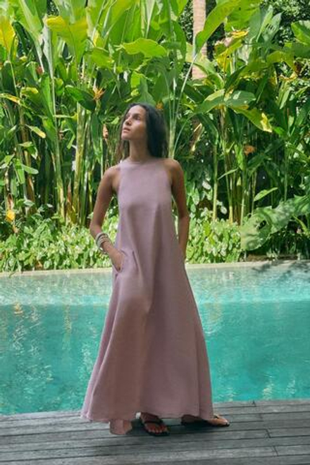 ZARA ПЛАТЬЕ МИДИ СВОБОДНОГО КРОЯ, БЛЕДНО-ЛИЛОВЫЙ