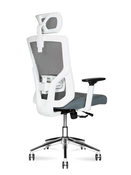 Кресло офисное Гарда SL белый пластик серая сетка серая сидушка крестовина хром