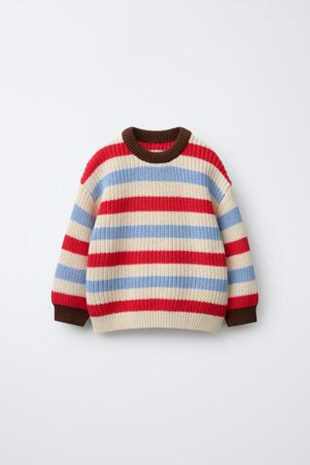 ZARA ВЯЗАНЫЙ СВИТЕР В ПОЛОСКУ, ПОЛОСКИ