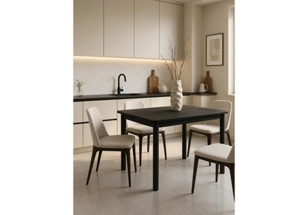 Керамический стол Woodville Кина 90(130)х65х76 shakespeare black, черный