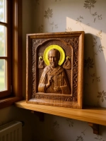 Освященная Икона Николая Чудотворца 31*26см., дуб