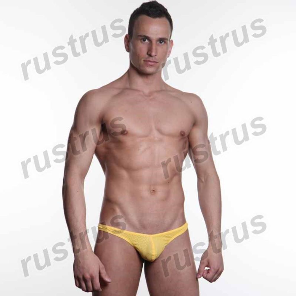 Мужские трусы стринги желтые WANGJIANG WG00065