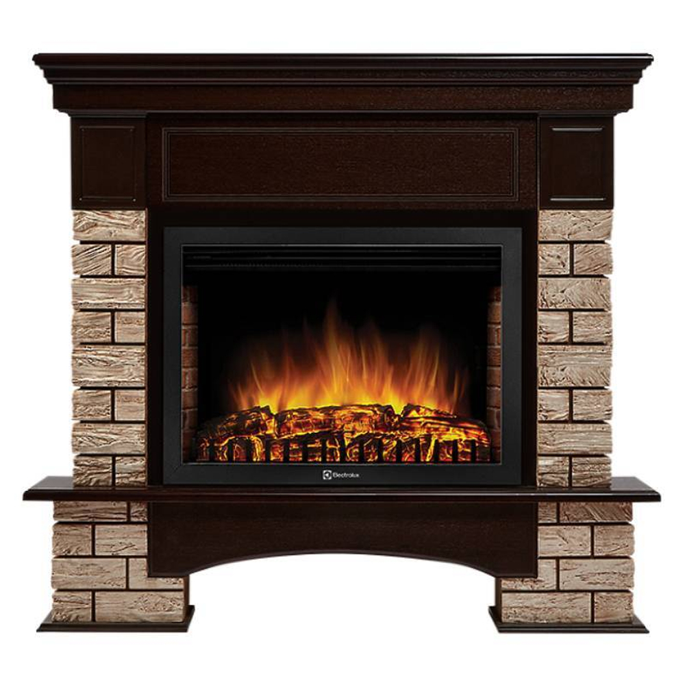 Портал Firelight Forte Wood 25 камень коричневый, шпон темный дуб
