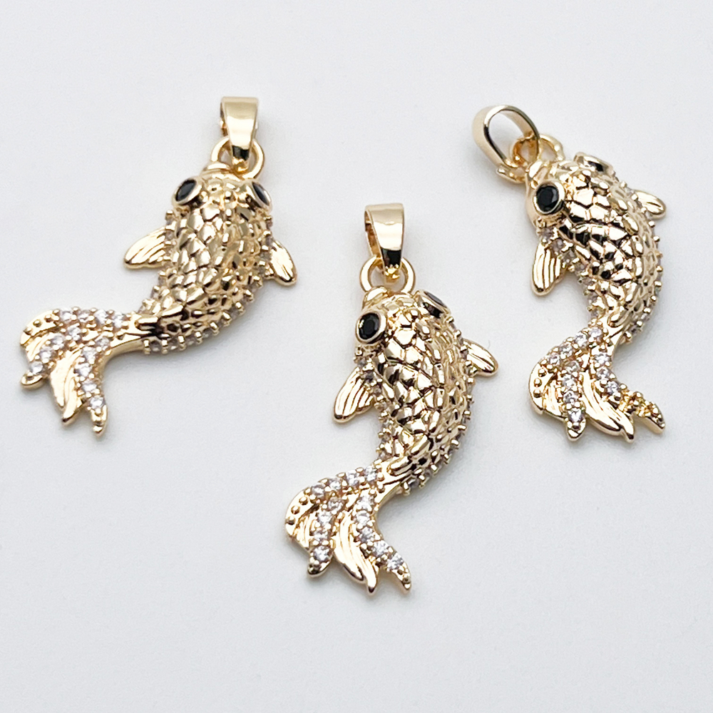 Подвеска Рыба, цвет золото, размер 25*11 мм + бейл 6 мм, цена за 1 шт