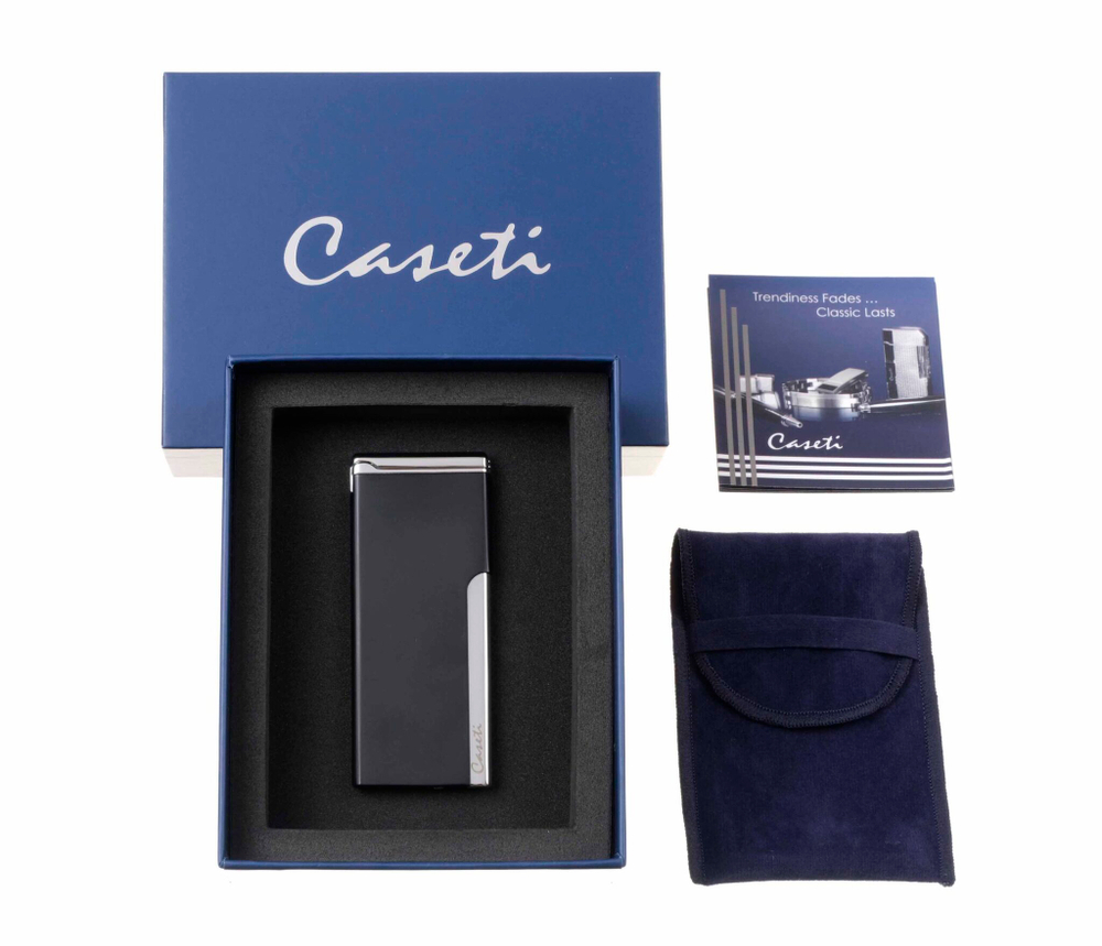 Зажигалка Caseti, турбо, супертонкая, черная CA453-1
