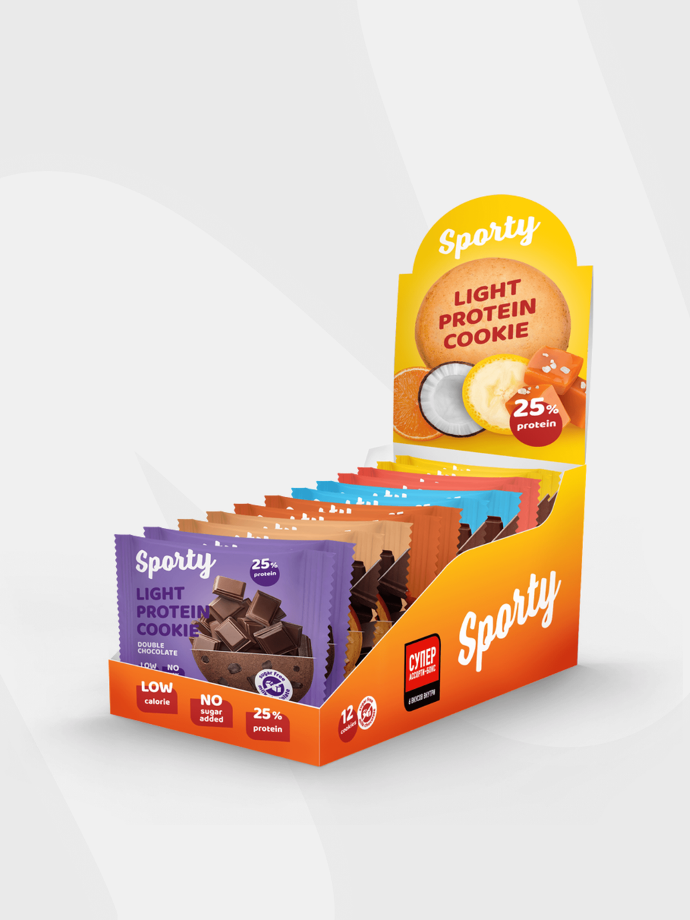 Супер ассорти-бокс Sporty Protein Light №4 (6 вкусов), 12шт х 40 г
