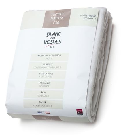 Наматрасник PROTECTION защитный для матраца выс Blanc des Vosges 160x200 Белый