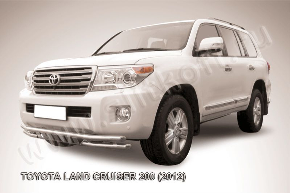 Защита переднего бампера (нержавейка) Toyota Land Cruiser 200 (2012-2015) d57+d57 с защитой картера