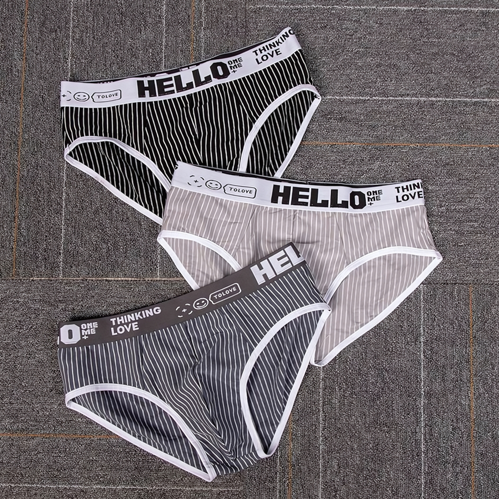 Набор из 3 мужских трусов-брифов в полоску (Размер: XL) (Цвет: разноцветный)