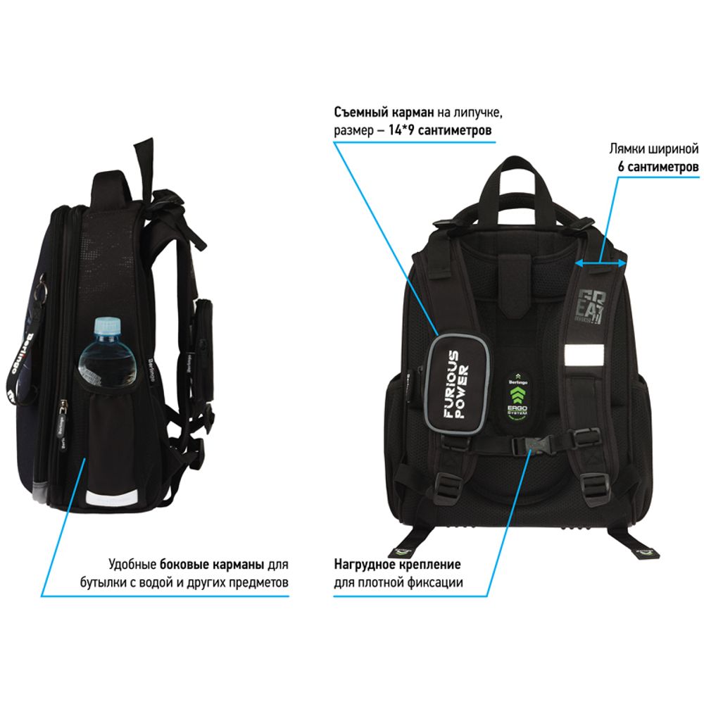 Ранец Berlingo Expert Furious power 37х28х16см, 2 отд., с анатомической спинкой