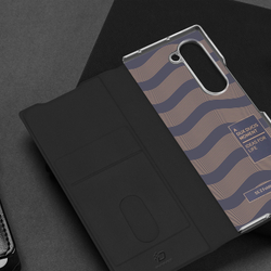 Чехол черного цвета с премиальной искусственной кожи от Dux Ducis для Samsung Galaxy Z Fold 6, серия Bril Series Case (версия с S Pen)
