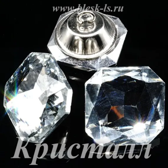 Квадратная пуговица со стразой Д5, Кристалл Д5
