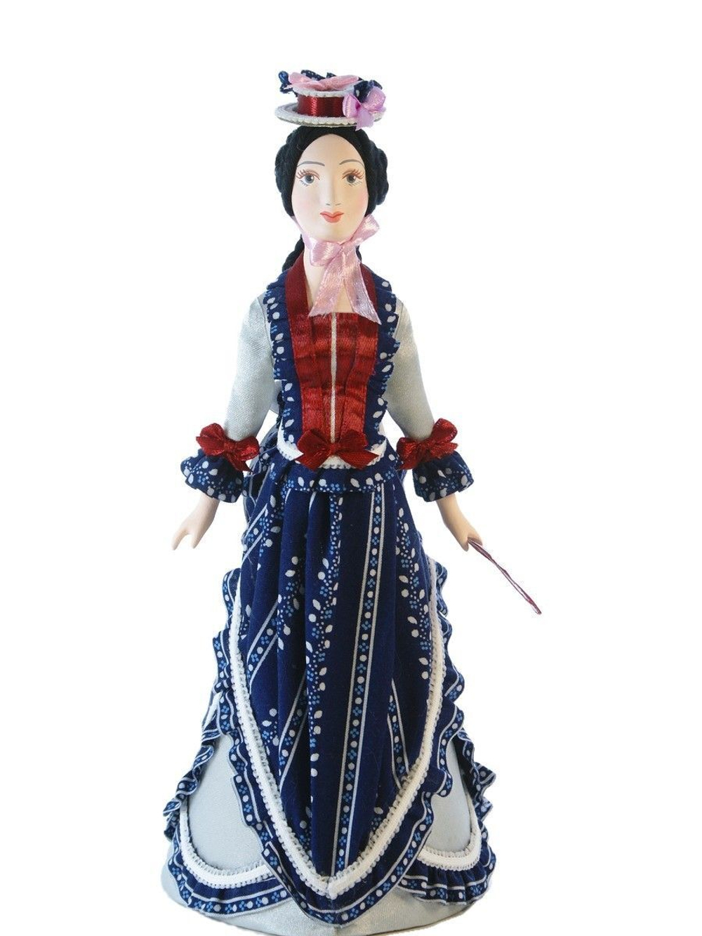 Кукла-шкатулка фарфоровая коллекционная Дама в костюме 18 века
