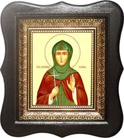 Евгения Лысова Преподобомученица. Икона на холсте в малом киоте.