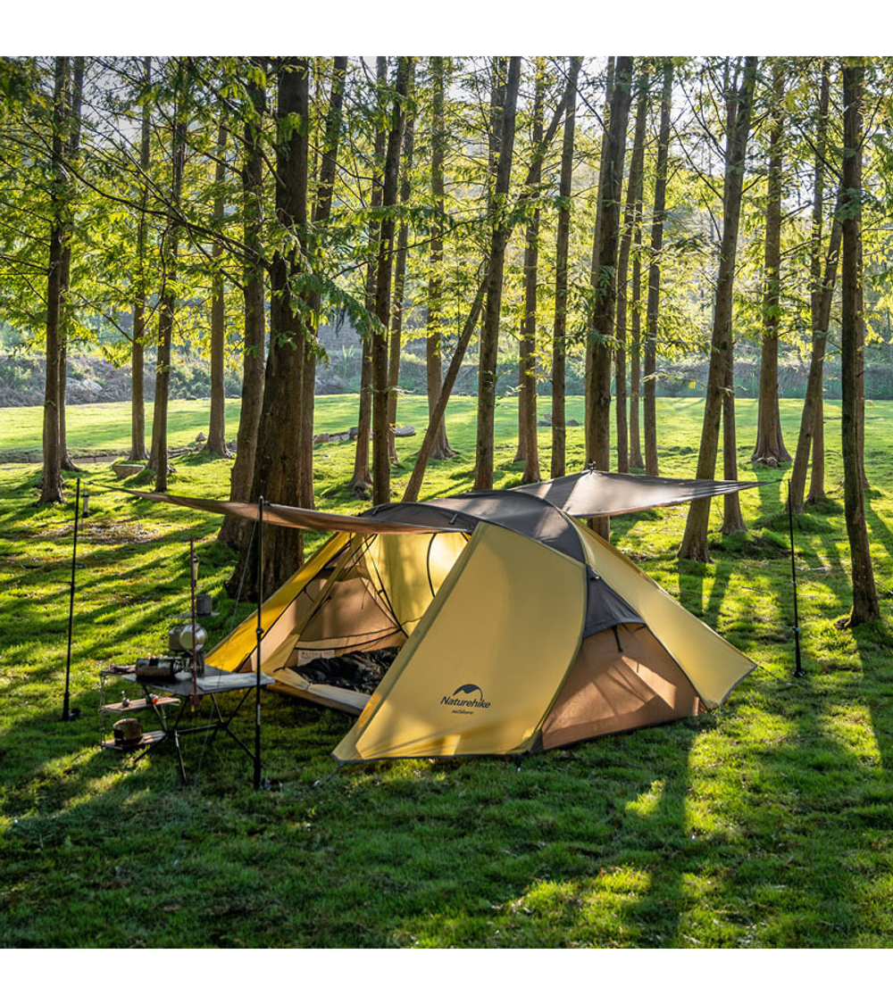 Палатка Naturehike Butterfly 2-местная, алюминиевый каркас, желто-коричневый