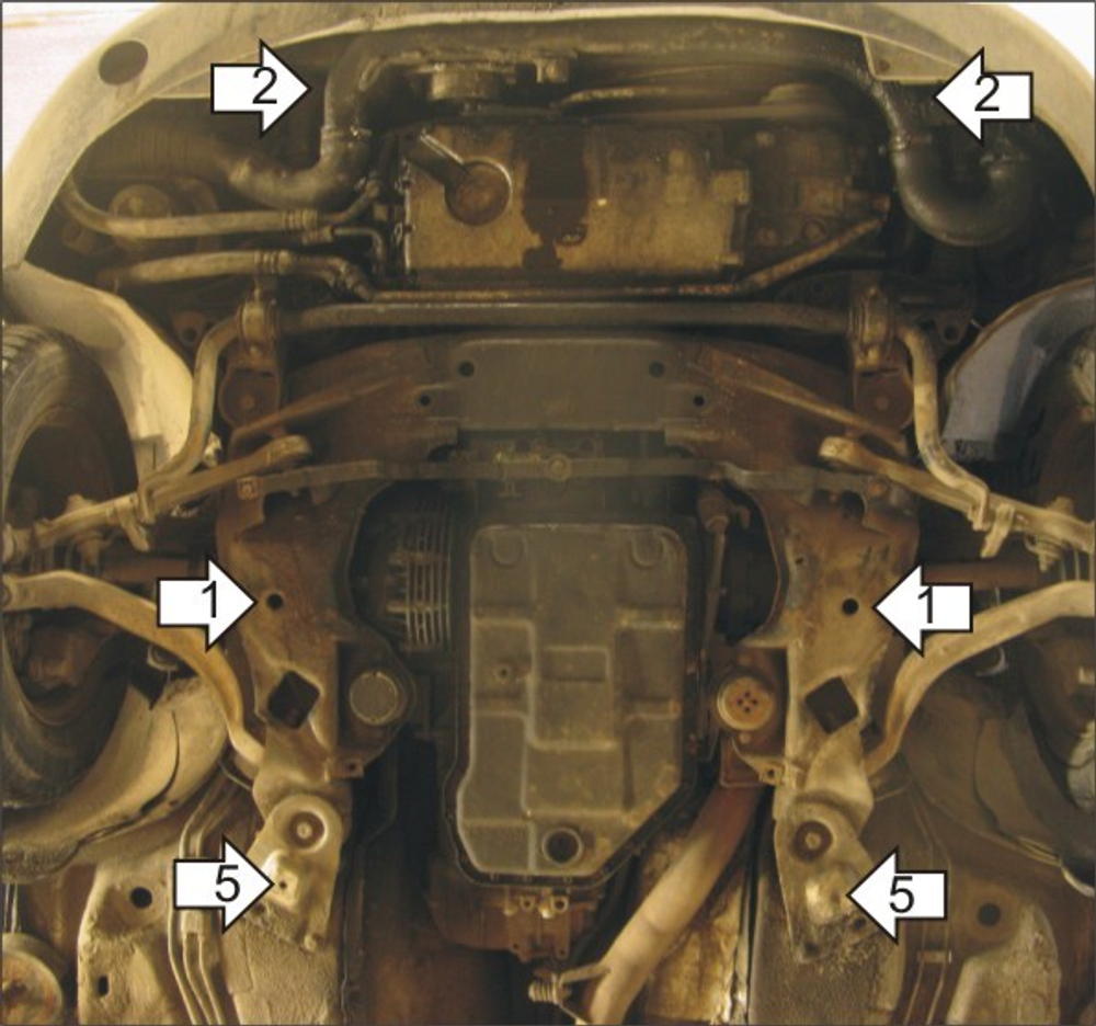 Защита картера Двигателя, КПП. 2 мм, Сталь. для Volkswagen Passat B5 1996-2000, Volkswagen Passat B5 2000-2005 MOTODOR.02709