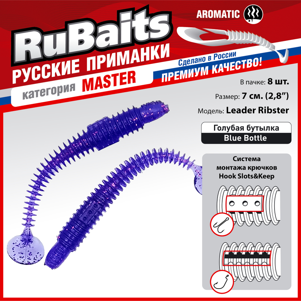 Рыболовные, силиконовые приманки виброхвост RuBaits Leader Ribster Набор для рыбалки на щуку, на судака, на окуня форель. На спиннинг, джиг, микроджиг